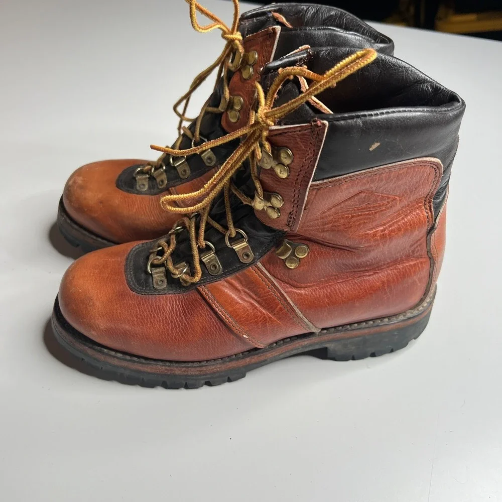 Vintage Dexter Hiking Boots Vibram Sole Brown Leather Mountaineering USA Men's 7